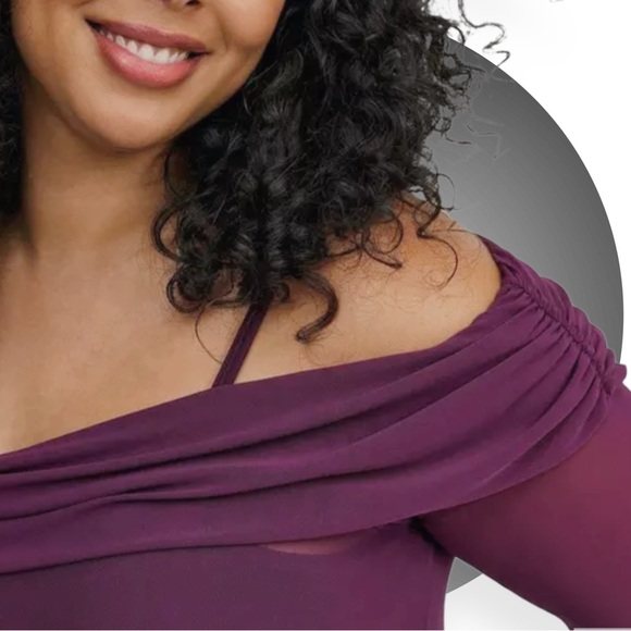 BOGO TORRID BLACK NWOT Mesh Off Shoulder Side Cinch Top - Picture 6 of 8